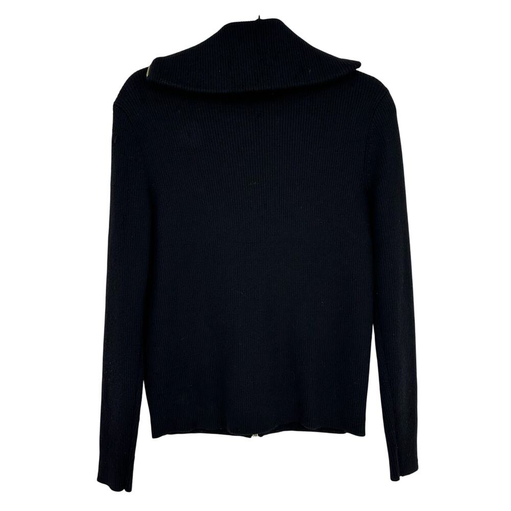 Vintage Ralph Lauren Equestrian Bishop Full Zip Silk Wool Sweater Cardigan M - Picture 2 of 9